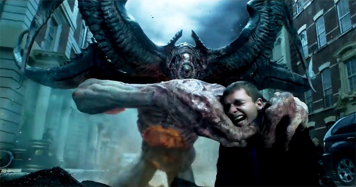 monster is almost catch a boy from the scene of hellboy 2019