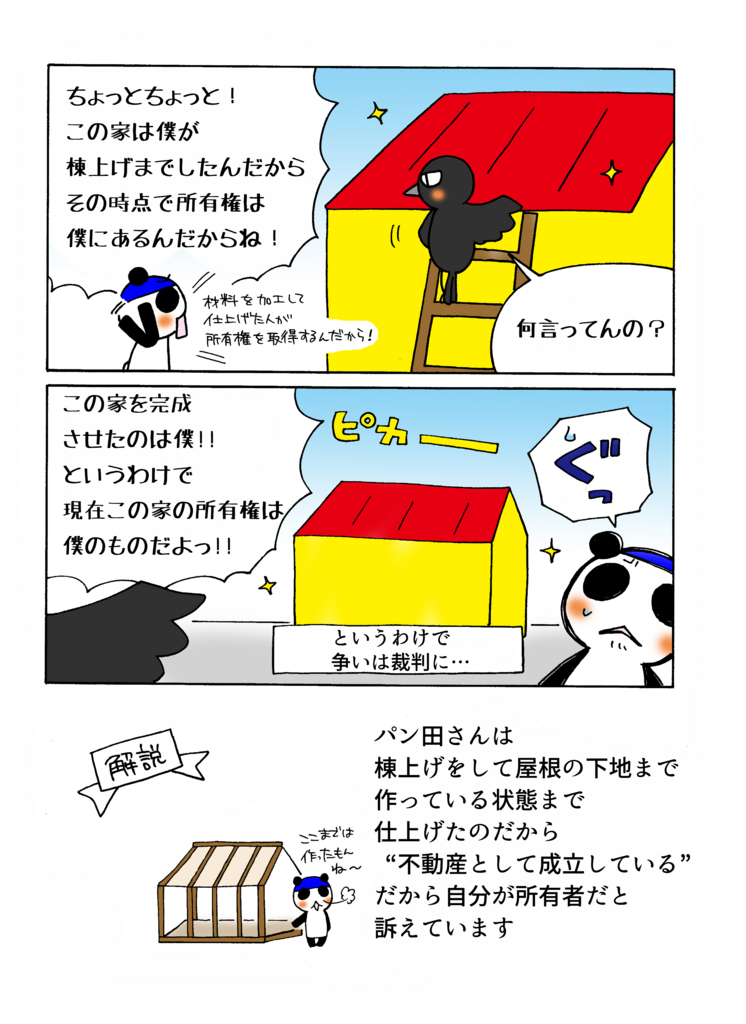 『建築途中で請負人が変わった建物の所有権』解説マンガ3ページ目