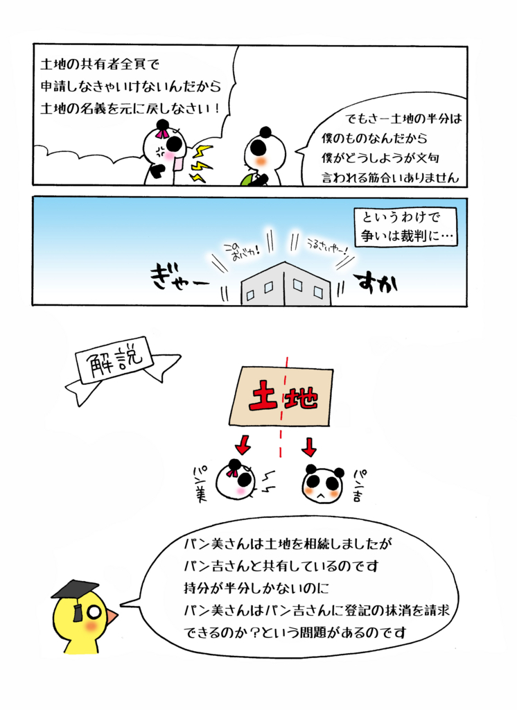 『共有者の一人による不実登記の抹消手続請求』マンガ3ページ目