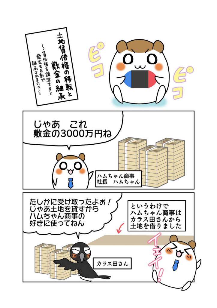 『土地賃借権の移転と敷金の継承』解説マンガ1ページ目