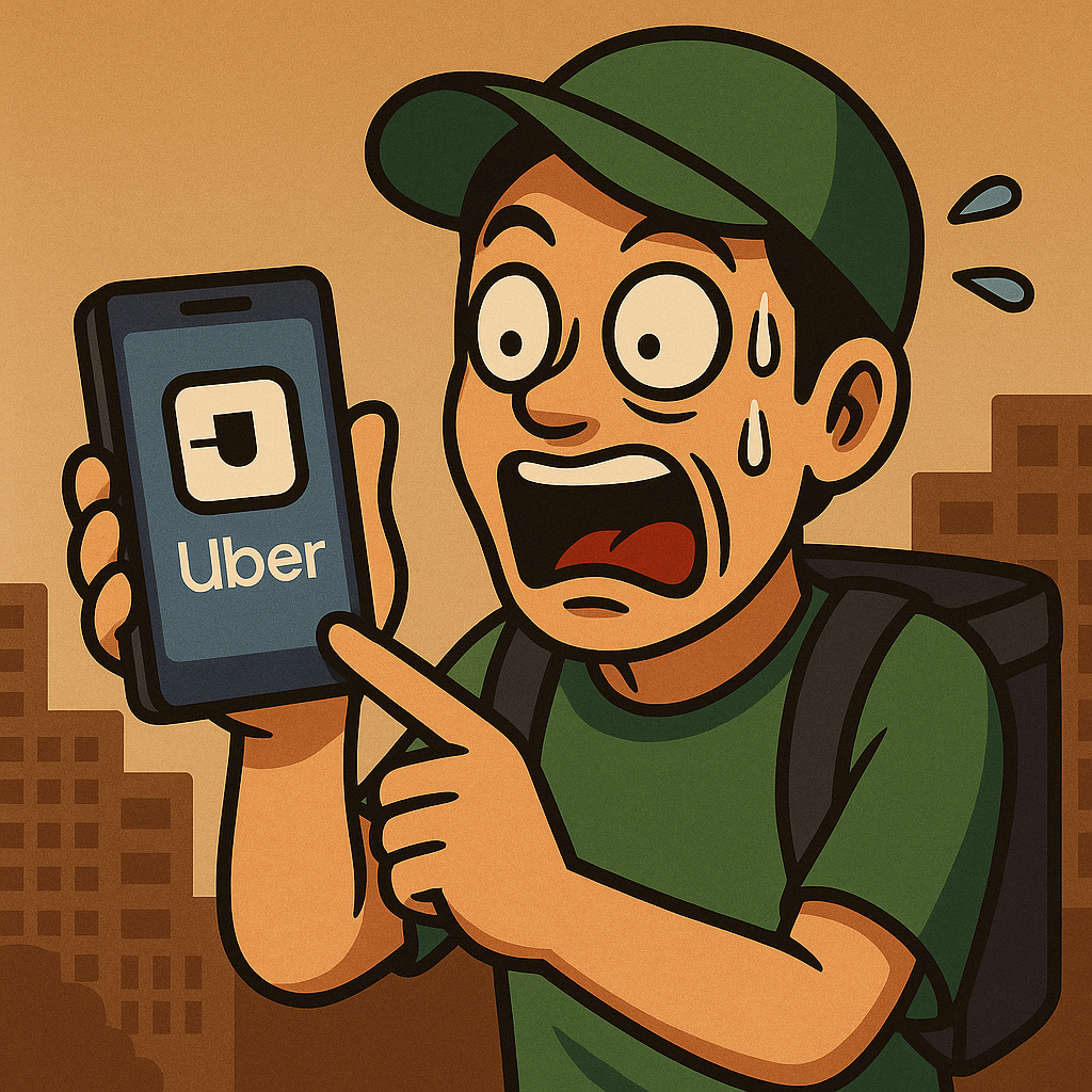 スマートフォンの登場に驚く人々のイラスト