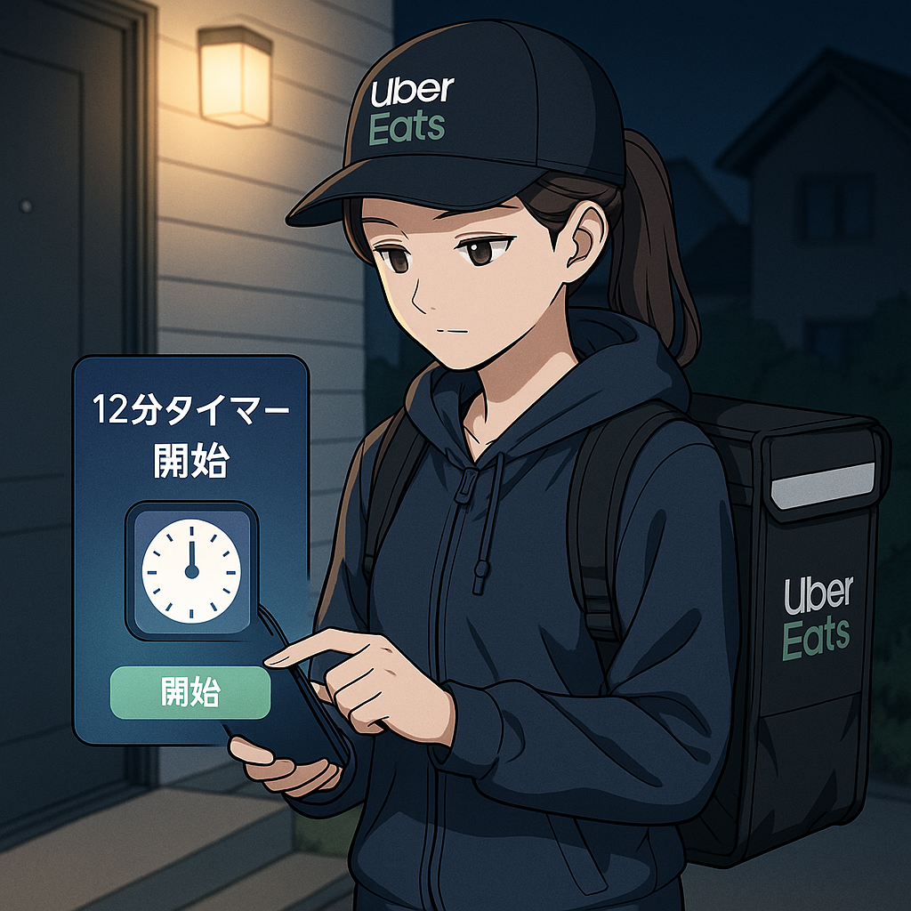 配達員が電話で受取人と連絡を取るイラスト