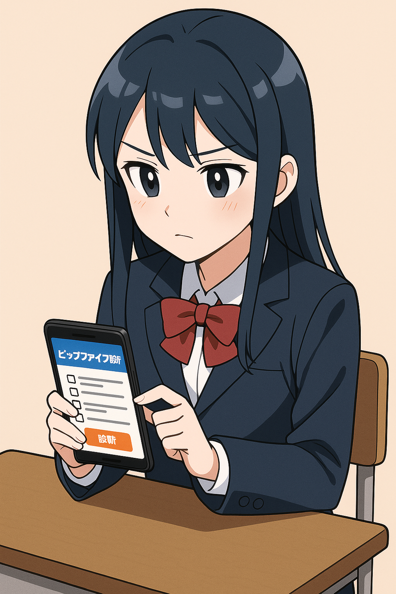 きょうだいで診断結果を見比べるイラスト