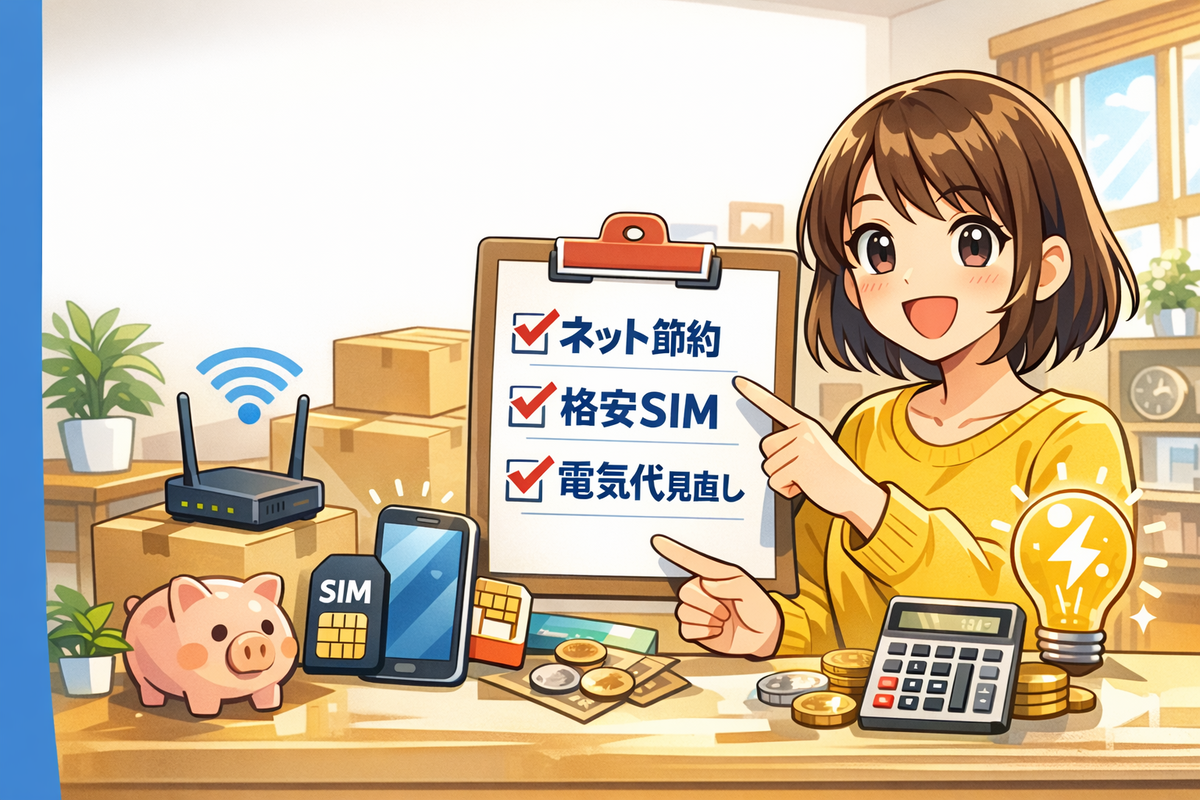 新生活の固定費を通信・保険・サブスクの見直しで下げる手順をまとめた記事のサムネイル