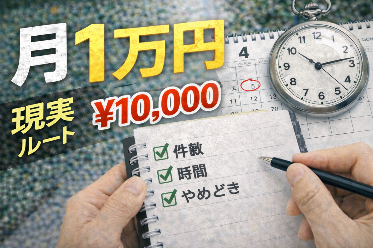 モッピーで月1万円を目指す件数と時間の現実プランのイメージ