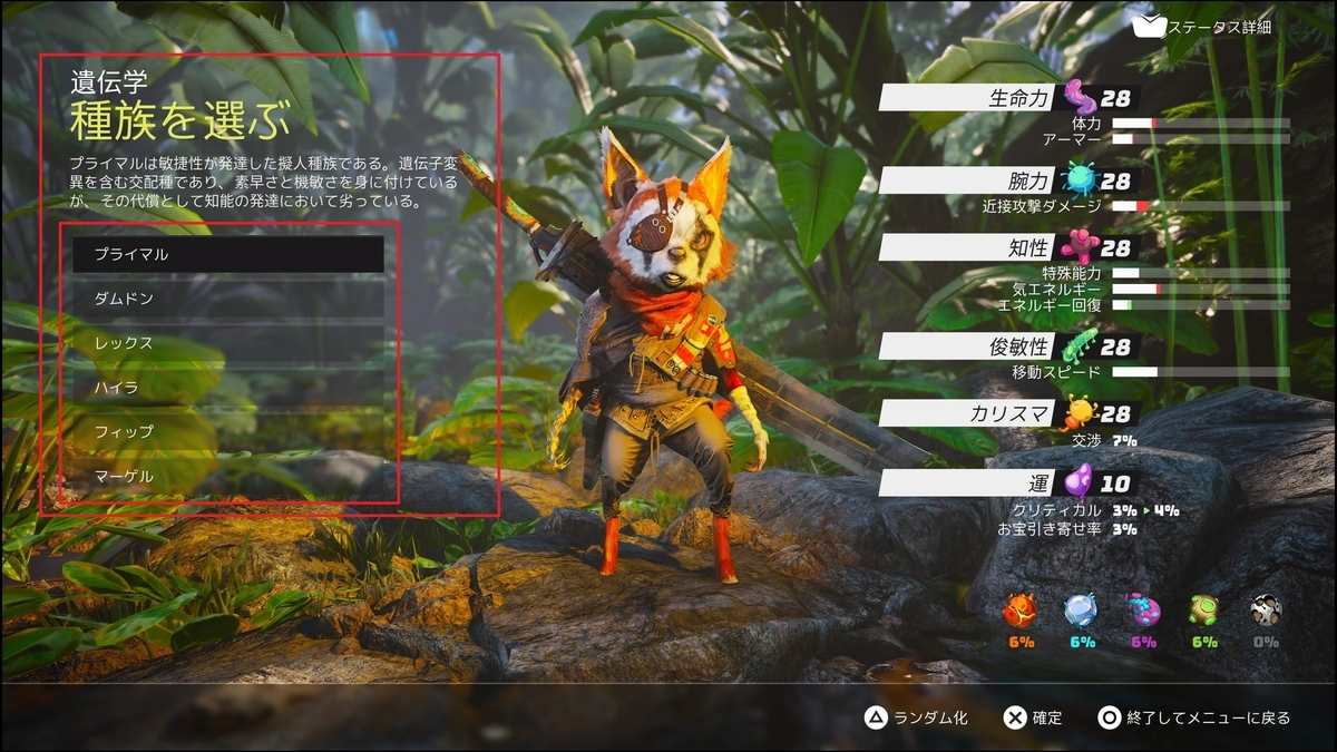 PS5】BIOMUTANT攻略 各種族・クラスの特徴とおすすめの組み合わせ
