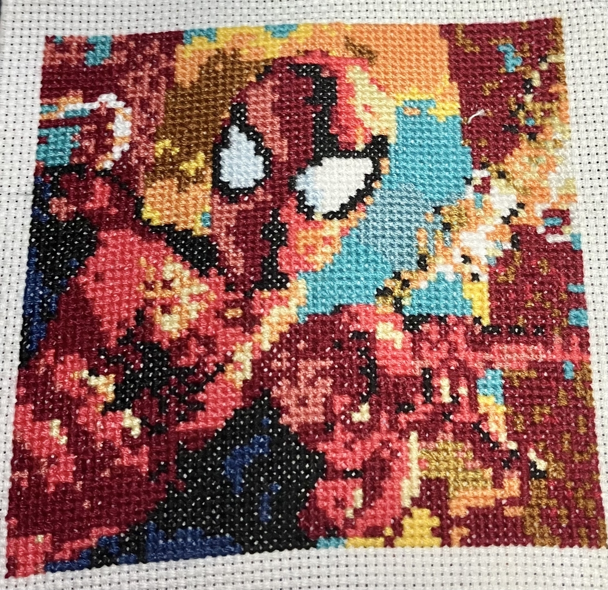 クロスステッチで制作したスパイダーマン作品（完成版）