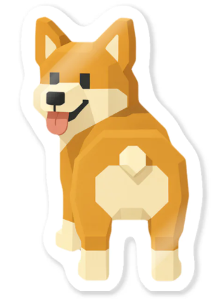 コーギーのステッカー（こっち見て）