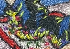 裁縫糸を使用した部分。光沢があり一本一本の糸に主張があると感じた。