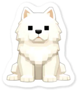 完成したサモエドのステッカー