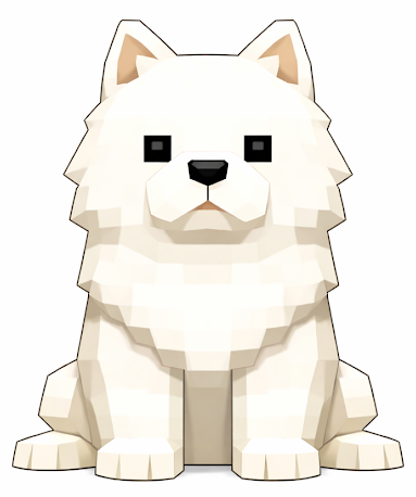 手直し前のサモエドの画像。影のグラデーションが細かい。