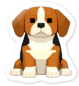 完成したビーグルのステッカー