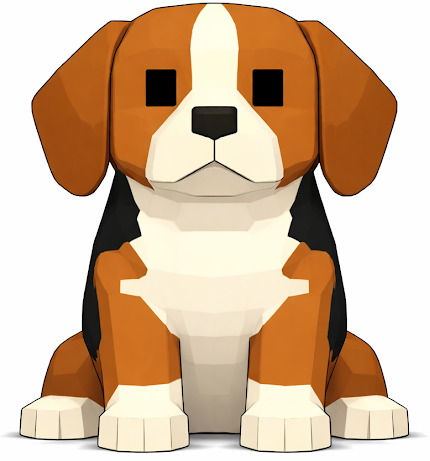 手直し前のビーグルの画像。影の色が濃く、暗い雰囲気。