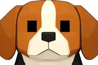 手直し前のビーグルの顔。目が縦長で少しシャープに見える。