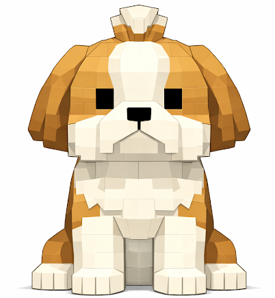 手直し前シーズーのイラスト。頭飾りがついており、ブロック感が強くでている。