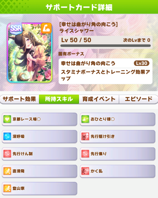 ウマ娘 Ssrサポートカード 幸せは曲がり角の向こう ライスシャワー 戦略ゲーム大好きな人のブログです