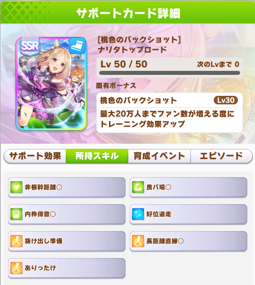 ウマ娘】SSRサポートカード《[桃色のバックショット]ナリタトップ