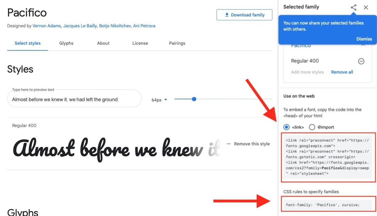 フォントのHTMLコードとCSSコード