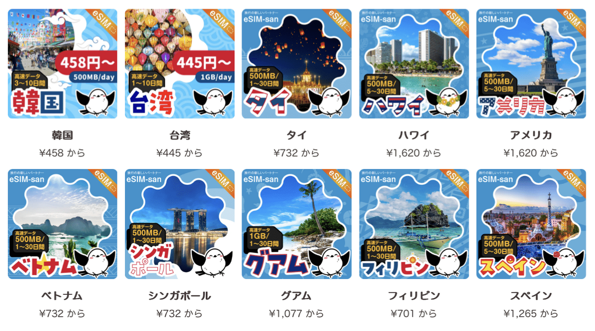 画像引用：eSIM-san.jp 2024.6現在