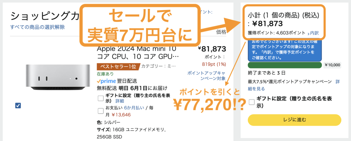Mac mini、Amazonセールで過去最安に値下げ＋ポイント還元でお得