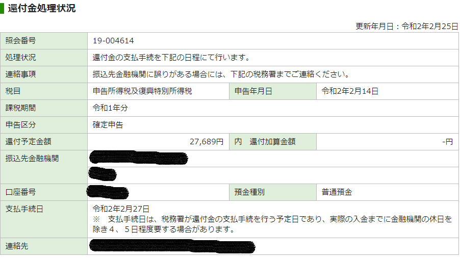 E Tax還付金処理状況を確認 ６０歳になりましての日記