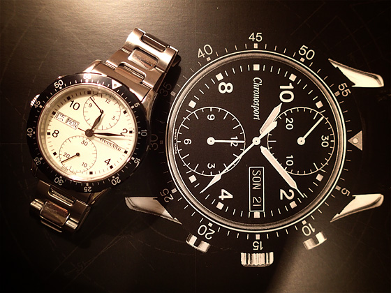 縦2眼クロノグラフの傑作 絶版 GUINAND 20.50-05LL - 実観