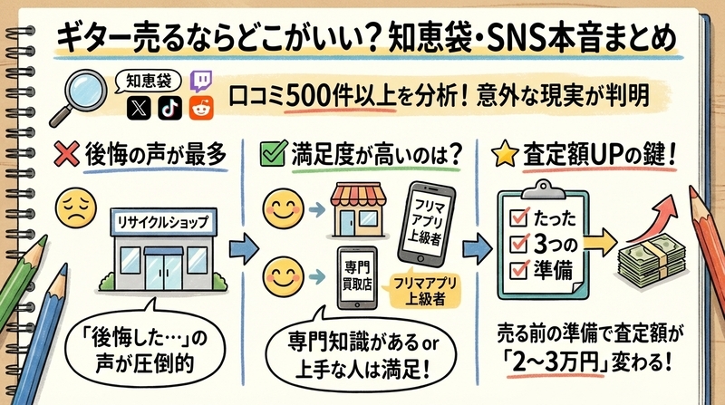 ギター売るならどこがいい?知恵袋やSNSの本音まとめ