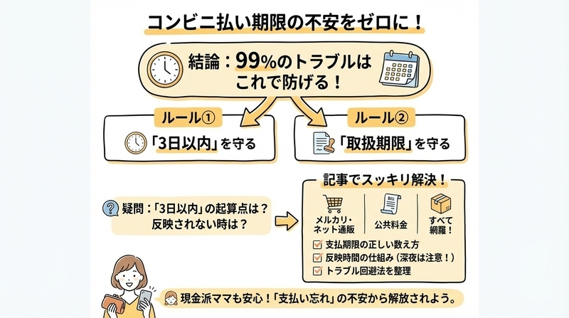 コンビニ払いはいつまで？支払い期限・反映時間・トラブル回避の完全