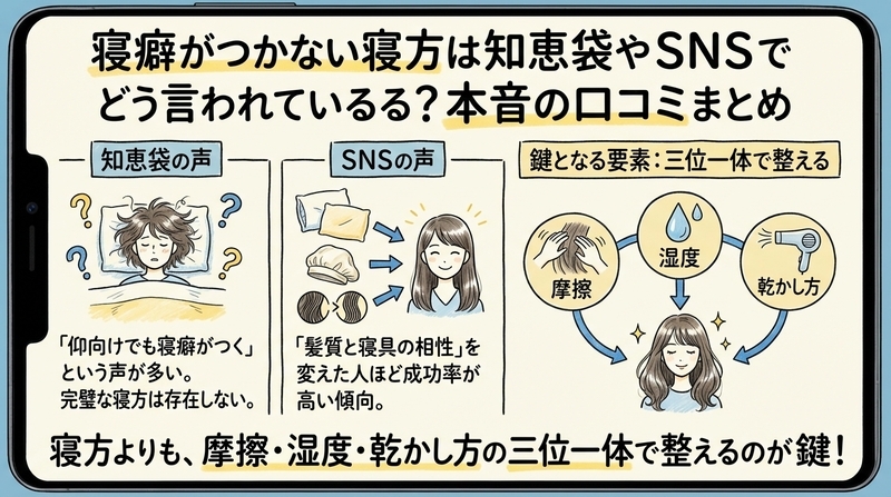 寝癖がつかない寝方は知恵袋やSNSでどう言われている?本音の口コミまとめ
