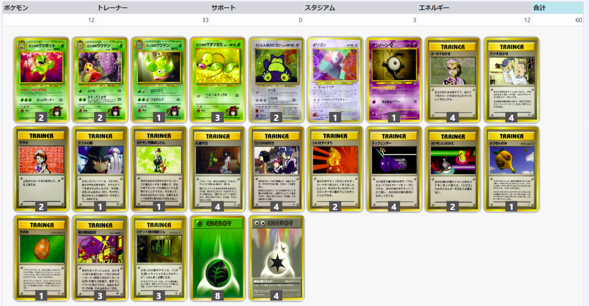 旧裏　プクリンデッキ　60枚セット　ポケカ　ポケモンカード　ハレツー殿堂 旧裏】ハレツー殿堂デッキランク 2024/01版 - カラッポメモ