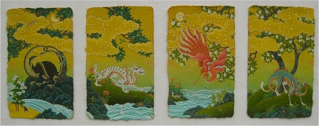 四神(青竜、朱雀、白虎、玄武)を描く - 画家 佐藤潤