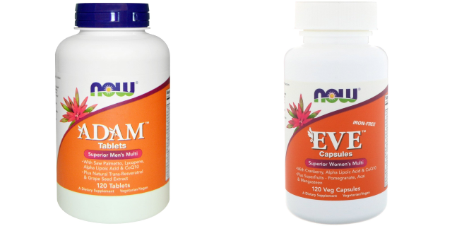 男性用サプリメント：アダム（ADAM）、女性用サプリメント：イヴ（EVE）