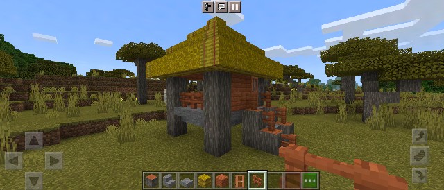 マイクラ サバンナに茅葺き屋根で小さな家の作り方 マインクラフト Sくんのminecraft