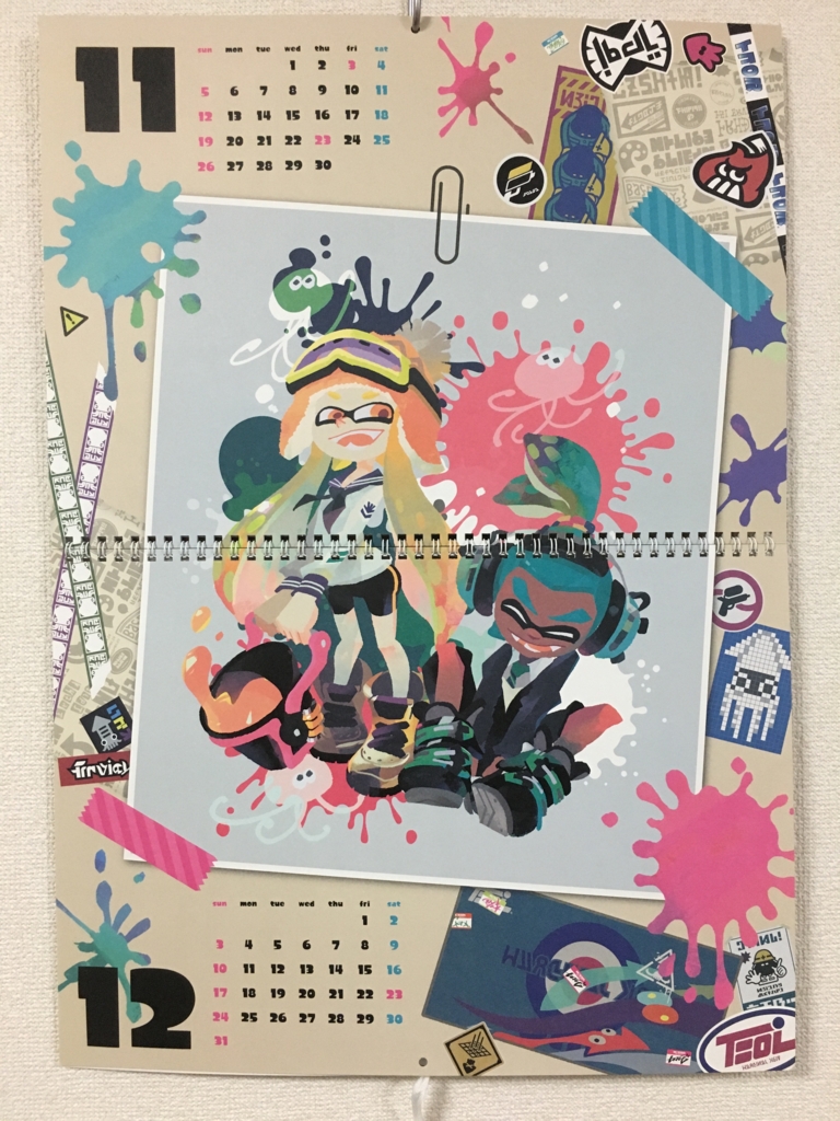 スプラトゥーンの壁掛けカレンダー2017が届いたから中身全部見せるよ