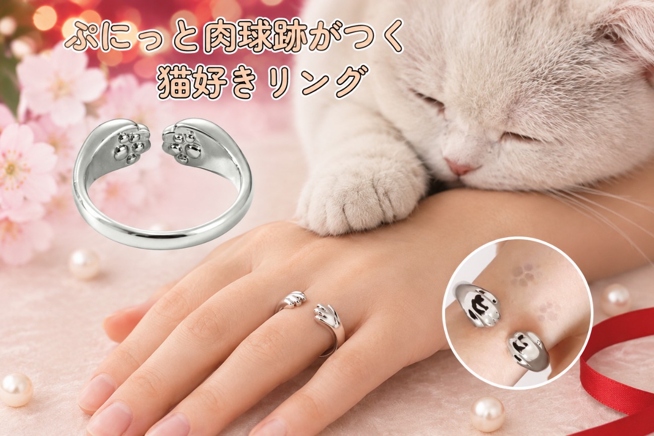 SNSで話題沸騰！】猫好き悶絶！肉球の跡が残るフリーサイズリング徹底