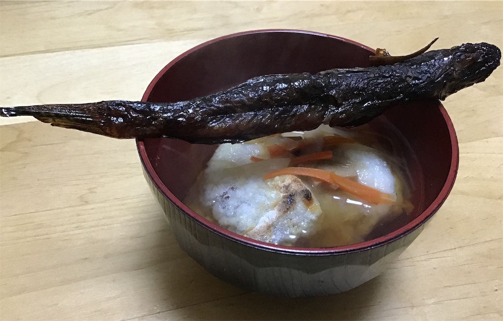 仙台雑煮 甘露煮にてハゼの姿が映えるのを作ったよ 今日の一語り