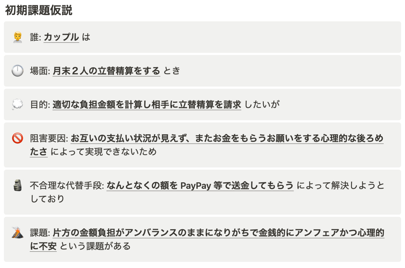 ThinkN1シート:初期課題仮説