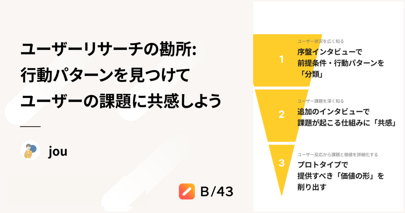 ユーザーリサーチの勘所: 行動パターンを見つけてユーザーの課題に共感しよう