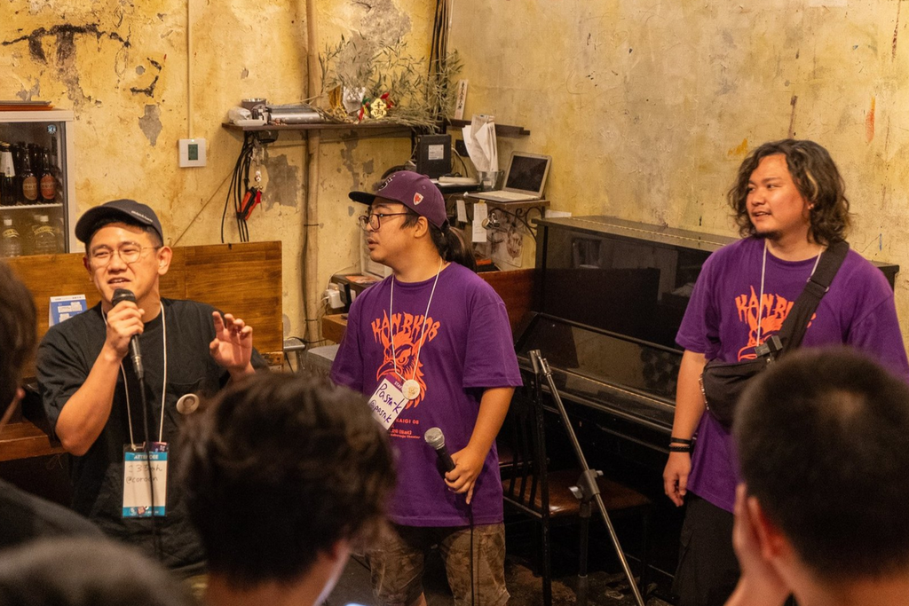 関西Ruby会議08オフィシャルパーティーのころちゃんさん、ぱすたけさん、わいだーさん