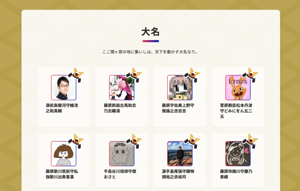 関ケ原Ruby会議01の大名ページ