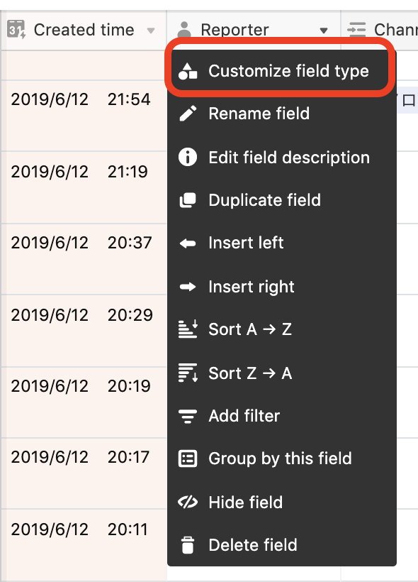 f:id:smartnews_jp:20190627120902p:plain:w300 Customize field typeを選択