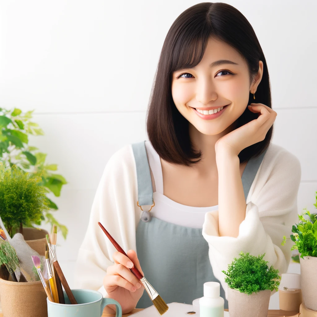 <img src="hobbies_tips_japanese_woman.png" alt="20代の日本人女性が明るく楽しい環境で趣味を楽しんでいる様子。絵を描いたり、ガーデニングをしたり、クリエイティブなクラフトに取り組んでいる場面。">