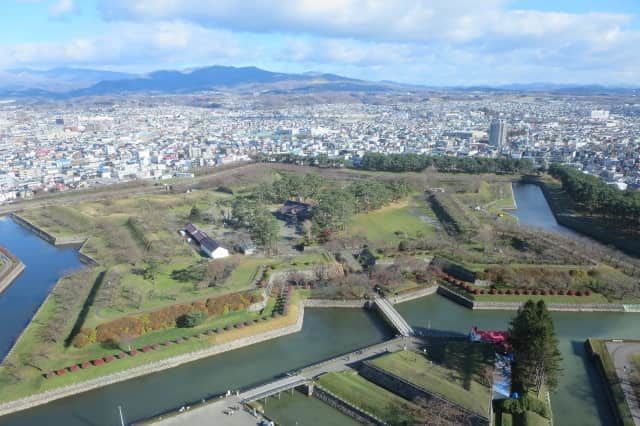 五稜郭タワーの展望台からみる五稜郭