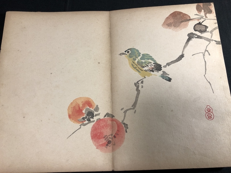 稀木版画本、椿山畫譜(椿椿山）木版画12図 Yahoo!オークション - 木版画 椿椿山平弼【桜に鳩図】縦長大判