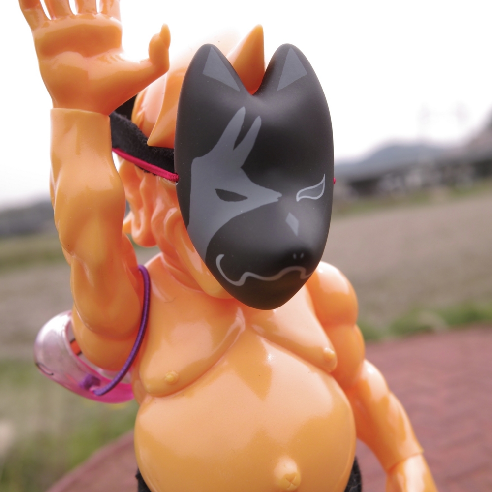 のれそれ　ソフビ のれそれ / 狐面[黒成型・大] - smogbom