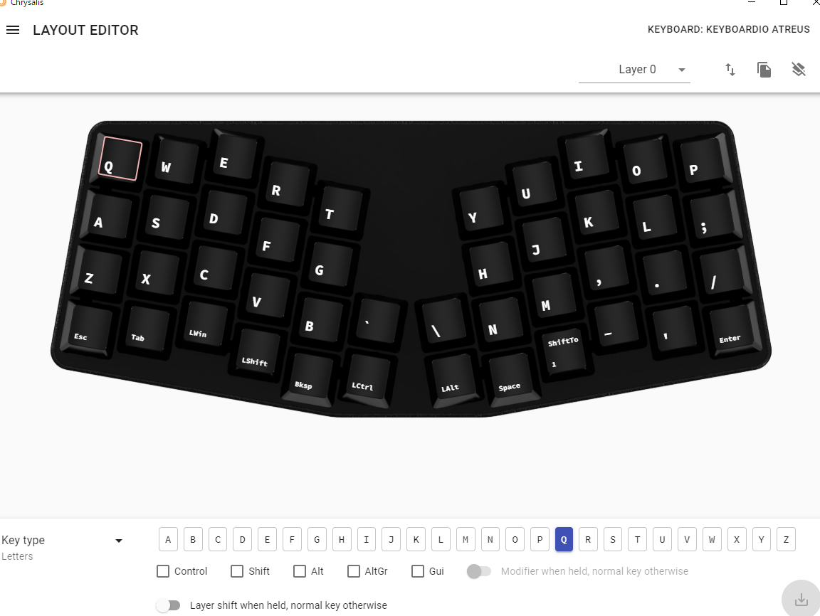 Keyboardio / Atreus - Chrysalisでキーマップカスタマイズ - smogbom