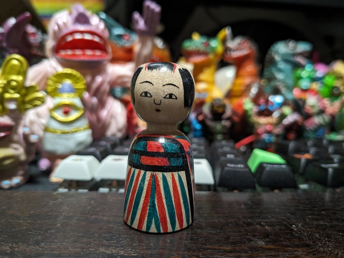 伝統こけし/木地山系　三春文雄工人作　蓋付きえじこ治一型3個入り 三春文雄工人：木地山系】こけし 治一型：12㎝ N3FM-75