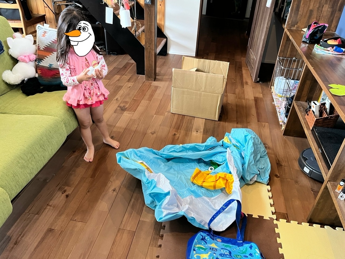 お庭プールの日 3歳5ヶ月からのスノーボード育児 お庭プールの日 3歳5ヶ月からのスノーボード育児