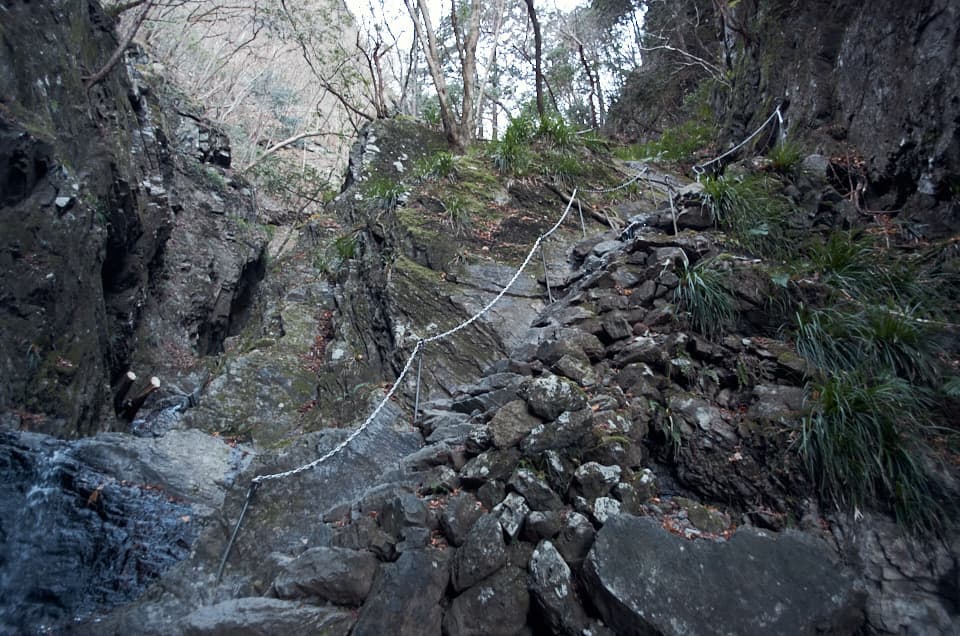 棒ノ嶺のゴルジュ帯での一番の山場。