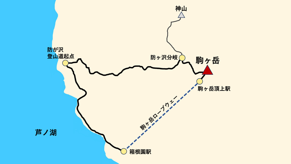 箱根駒ヶ岳登山ルート地図
